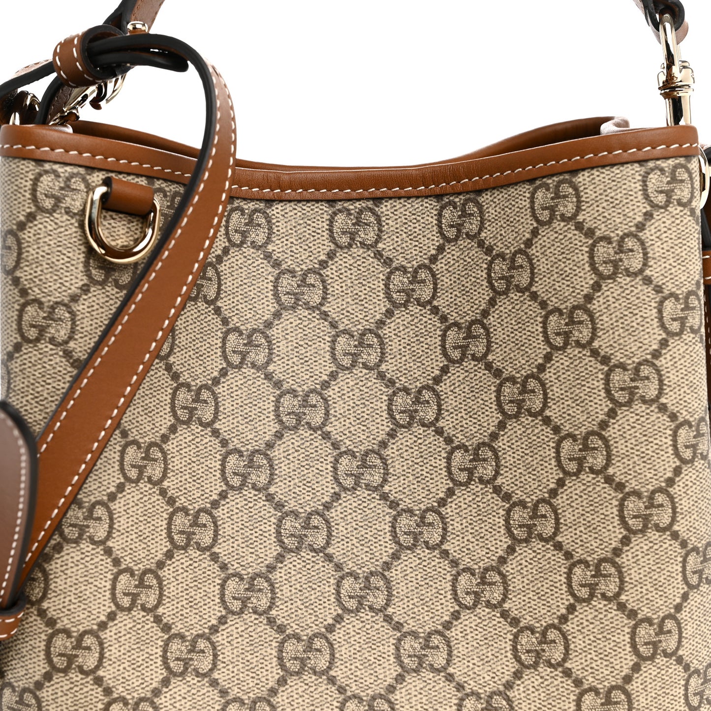 GG Supreme Monogram Emblem Small Shoulder Bag Beige Ebony Sundial