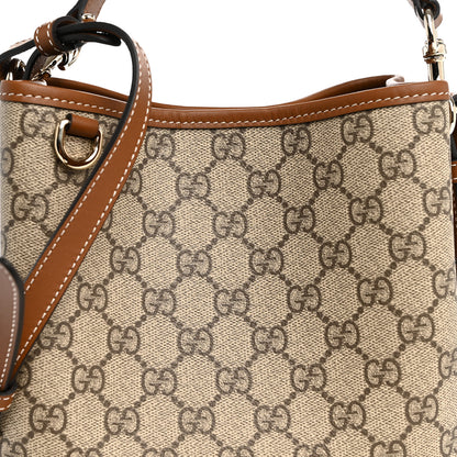 Gucci GG Supreme Monogram Emblem Small Shoulder Bag Beige Ebony Sundial 8 of 11