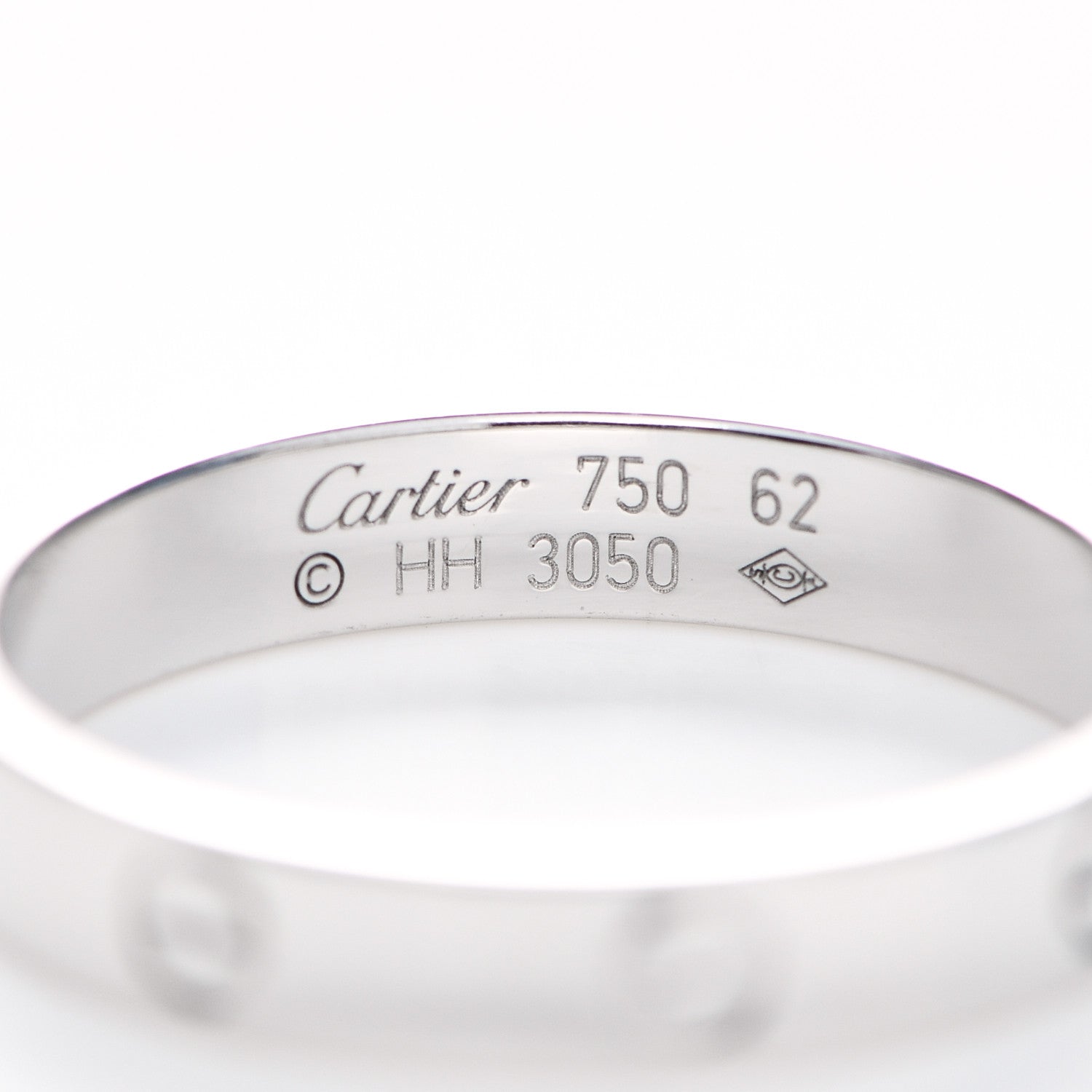 Cartier 18K White Gold 3.5mm LOVE Wedding Band Ring 62 10 4 of 4