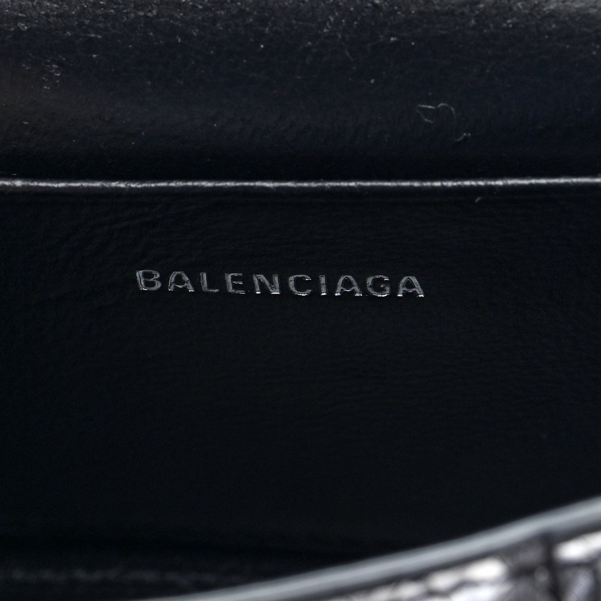 Balenciaga Shiny Calfskin Snakeskin Effect Hourglass Top Handle Bag Mini Silver Black 6 of 9