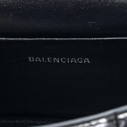 Balenciaga Shiny Calfskin Snakeskin Effect Hourglass Top Handle Bag Mini Silver Black 6 of 9