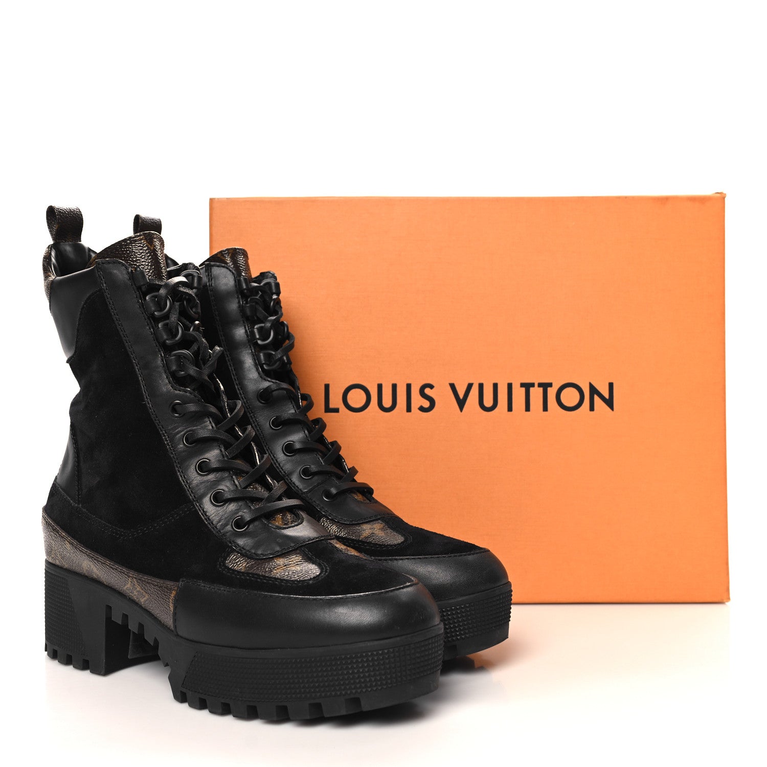 Louis Vuitton Suede Calfskin Monogram Laureate Platform Desert Boots 41 Black 10 of 10