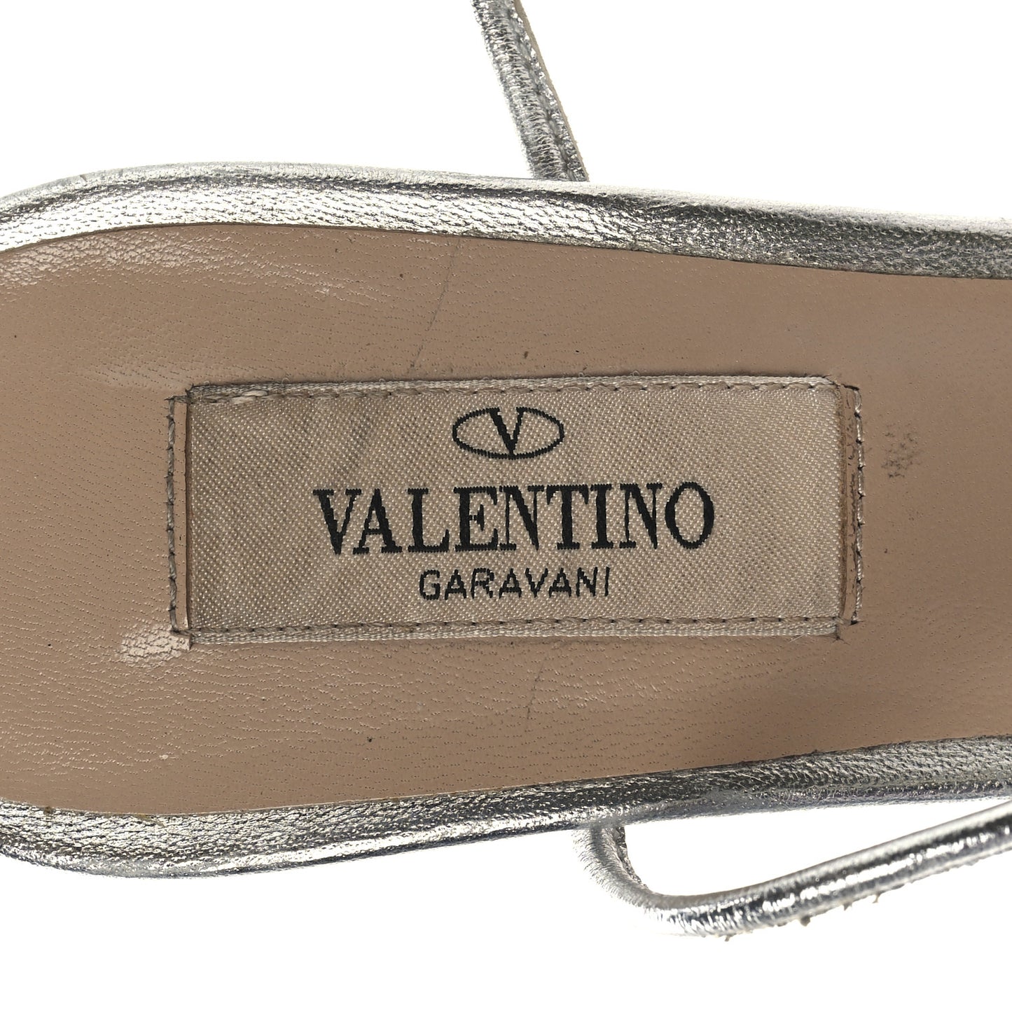 Metallic Nappa Rockstud Ankle T-Strap 105mm Sandals 37 Silver
