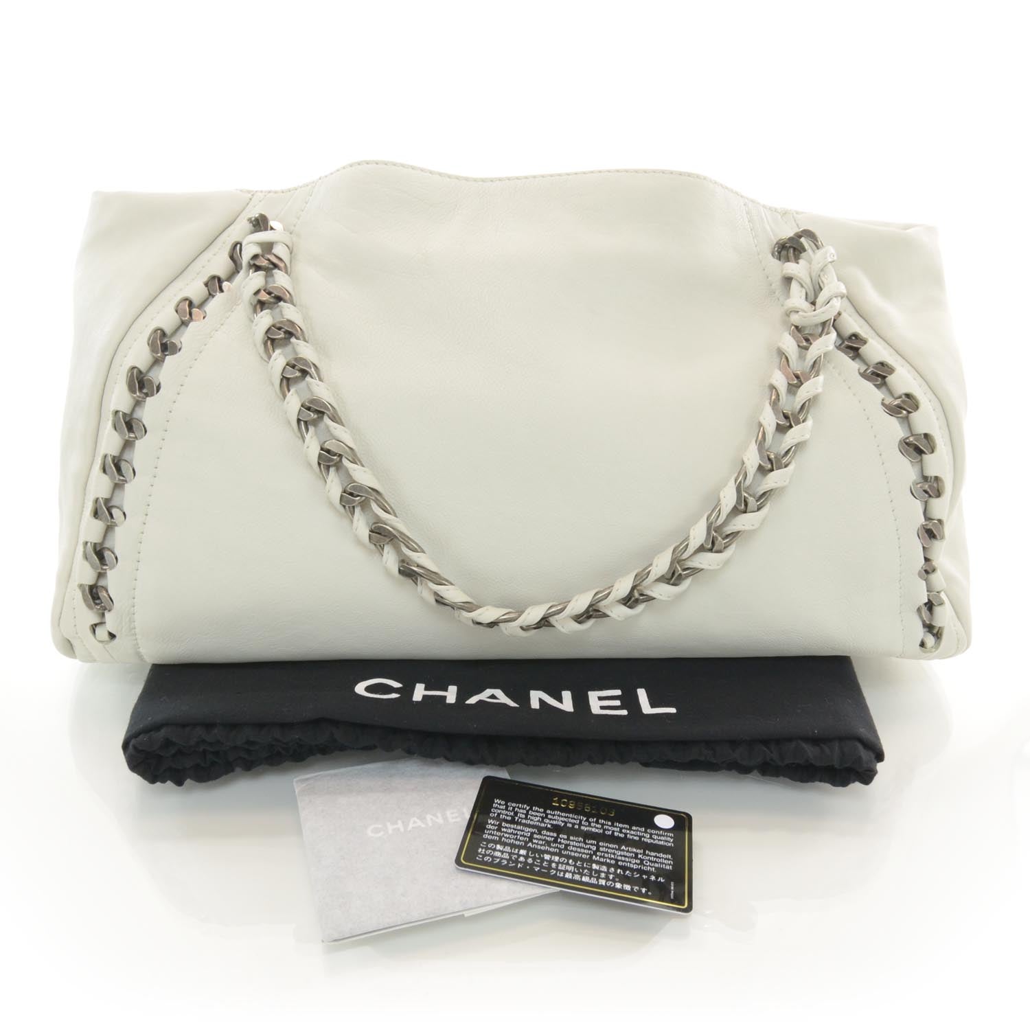 Chanel Caviar Luxe Ligne Modern Chain XL Tote White 3 of 8