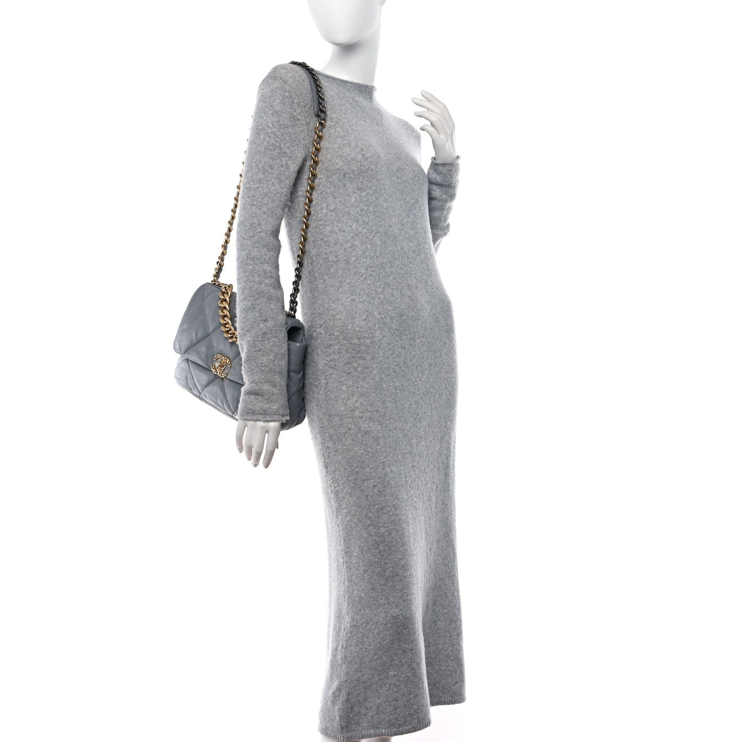 Chanel Lambskin Quilted Large Chanel 19 Flap Grey 2 of 11
