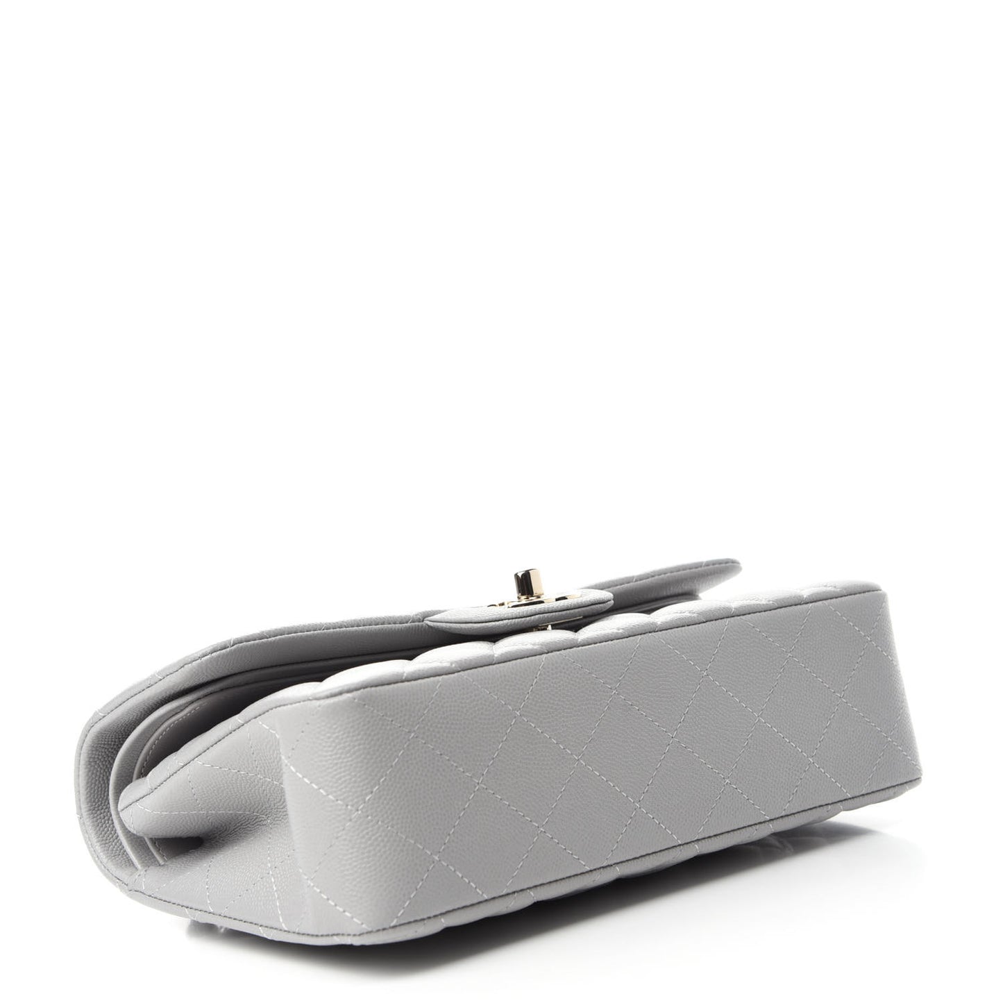 Caviar Quilted Small Double Flap Grey