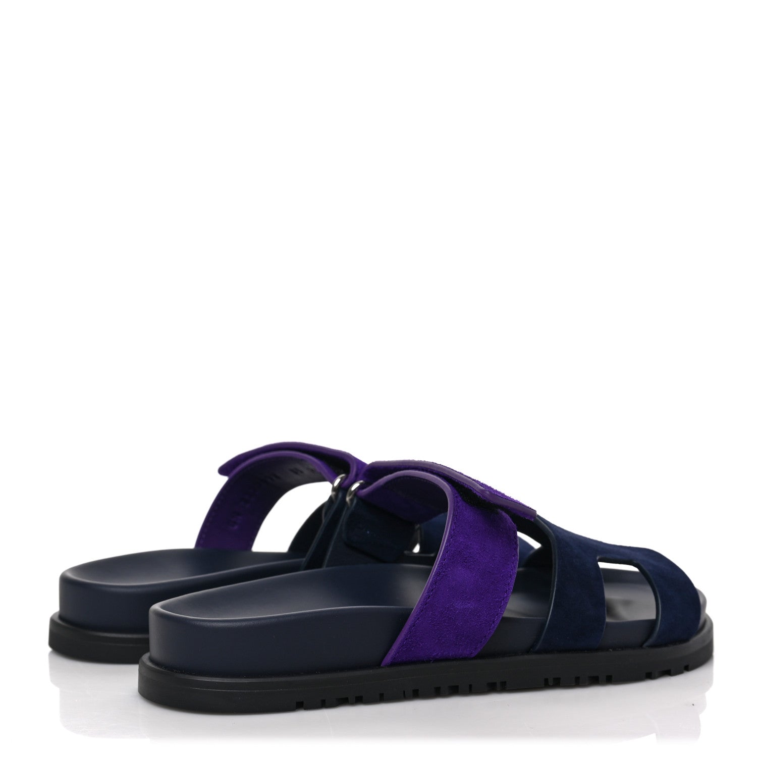 Hermes Suede Goatskin Womens Chypre Sandals 35 Marine Violet Majorette 4 of 9