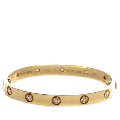 Cartier 18K Yellow Gold 10 Diamond LOVE Bracelet 17 1 of 7