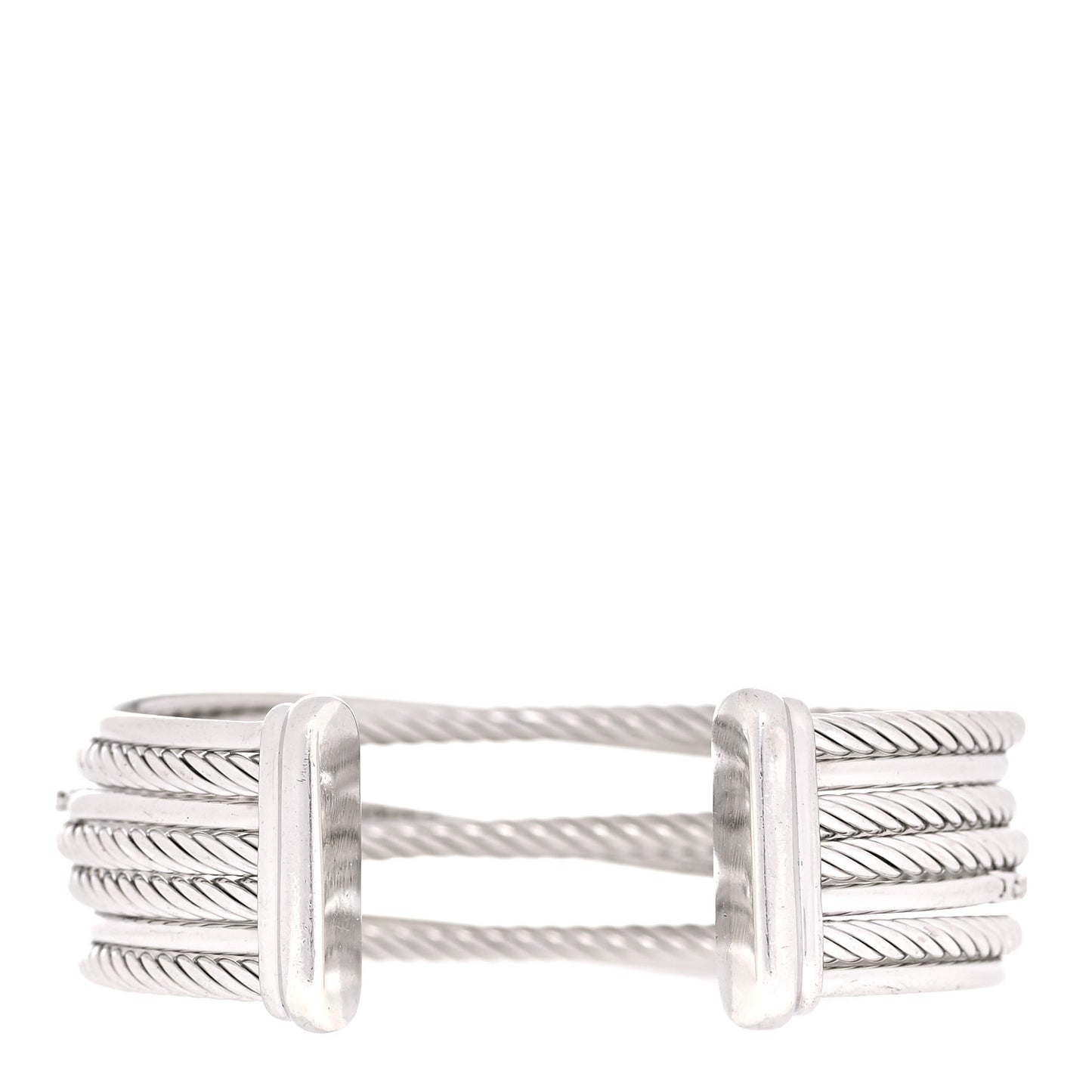 Sterling Silver Diamond Crossover Four Row Cuff Bracelet