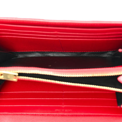 Saint Laurent Grain De Poudre Matelasse Chevron Monogram Flap Wallet Red 5 of 10