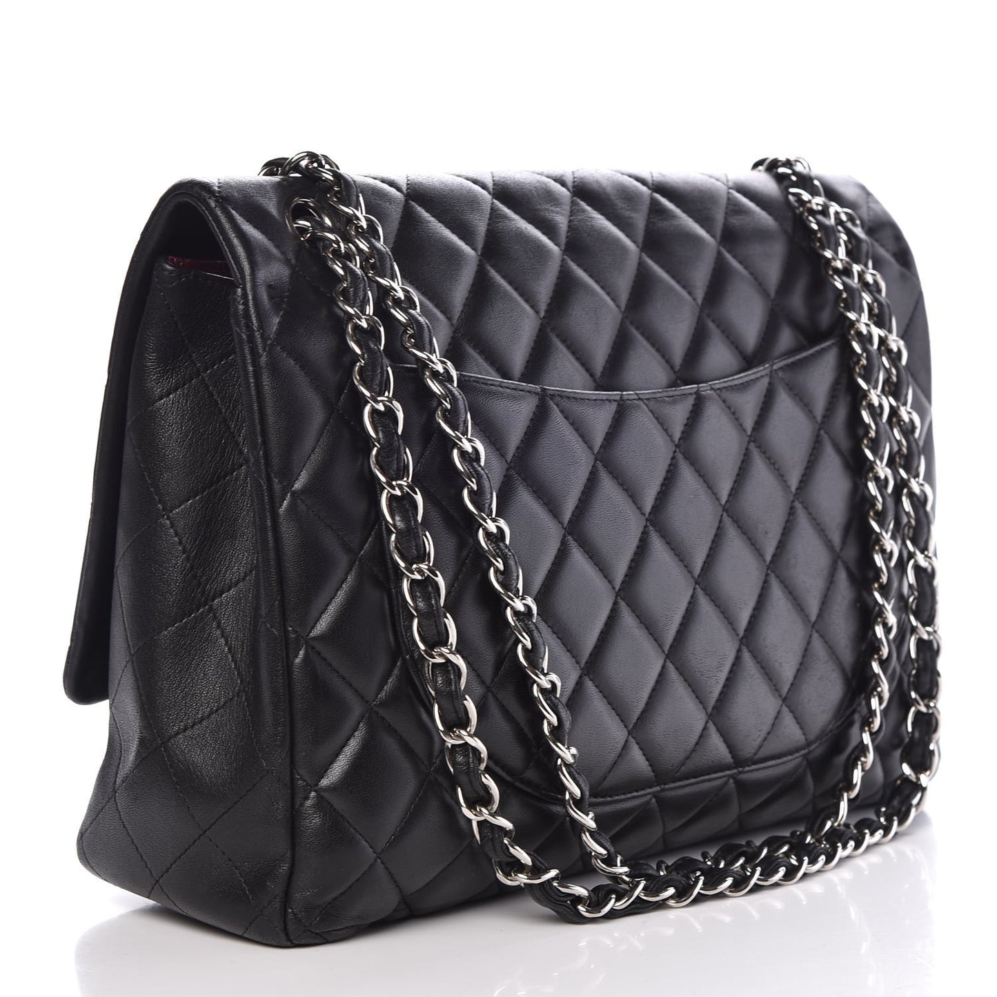 Lambskin Quilted Maxi Single Flap Black