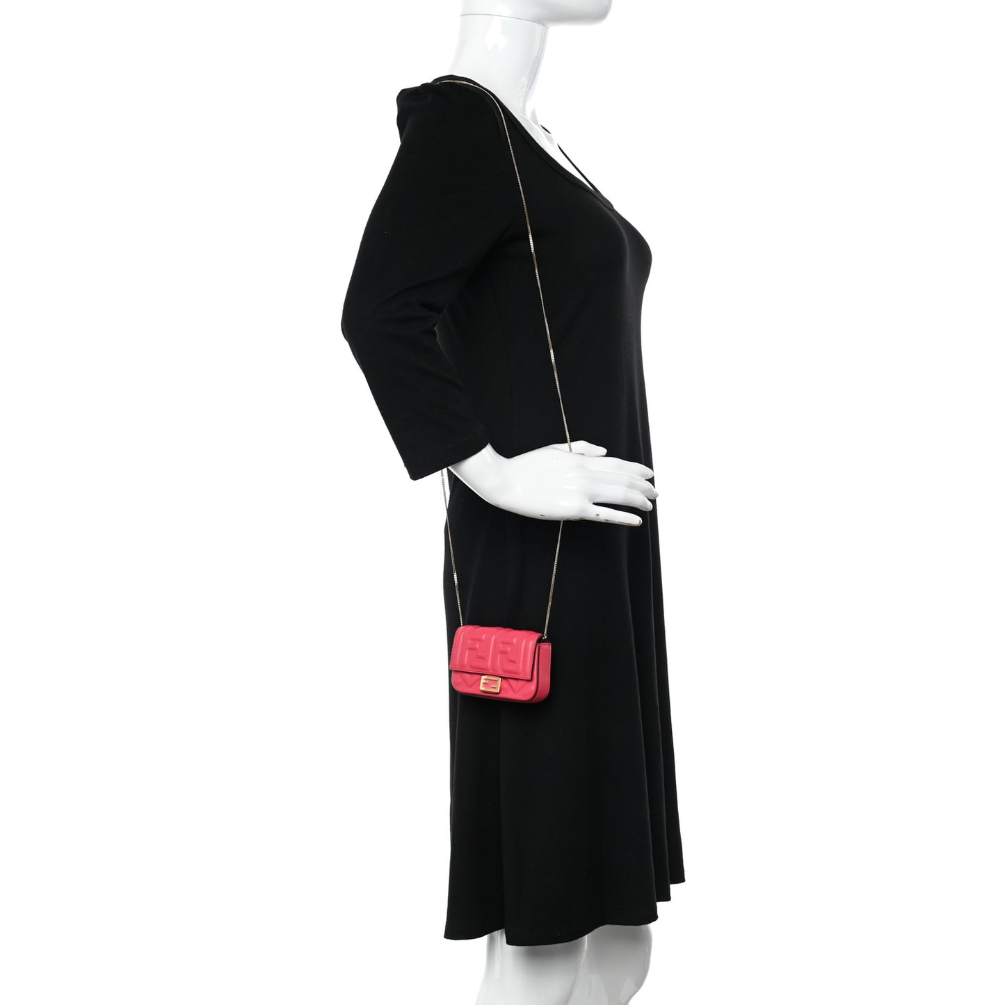 Nappa Matisse FF Embossed Nano Baguette Charm Lampone
