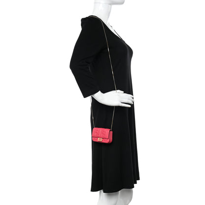 Fendi Nappa Matisse FF Embossed Nano Baguette Charm Lampone 2 of 10
