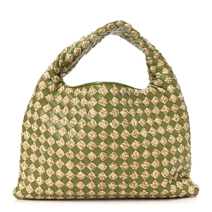Bottega Veneta Nappa Raffia Intrecciato Small Hop Green Natural 1 of 9