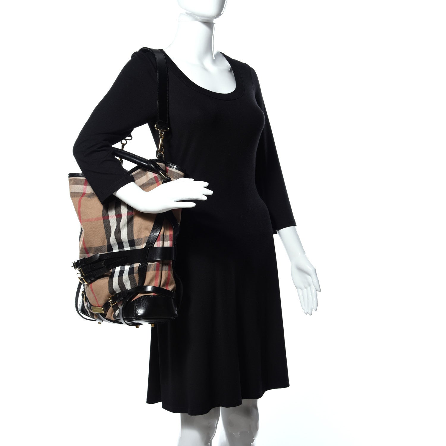 Burberry House Check Bridle Calfskin Medium Gosford Hobo Black 2 of 8