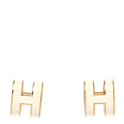 Hermes Gold Lacquered Mini Pop H Earrings White 1 of 6