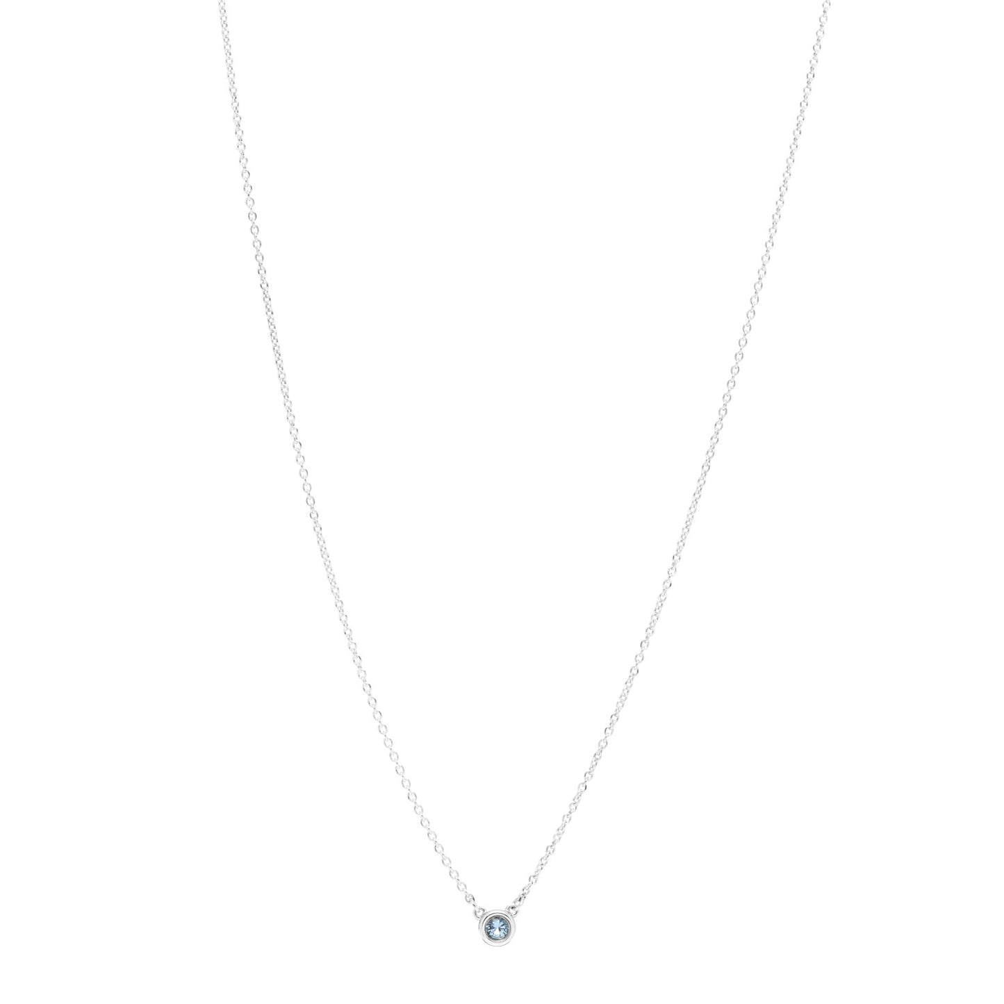 Sterling Silver Aquamarine .06ct Elsa Peretti Color by the Yard Pendant Necklace
