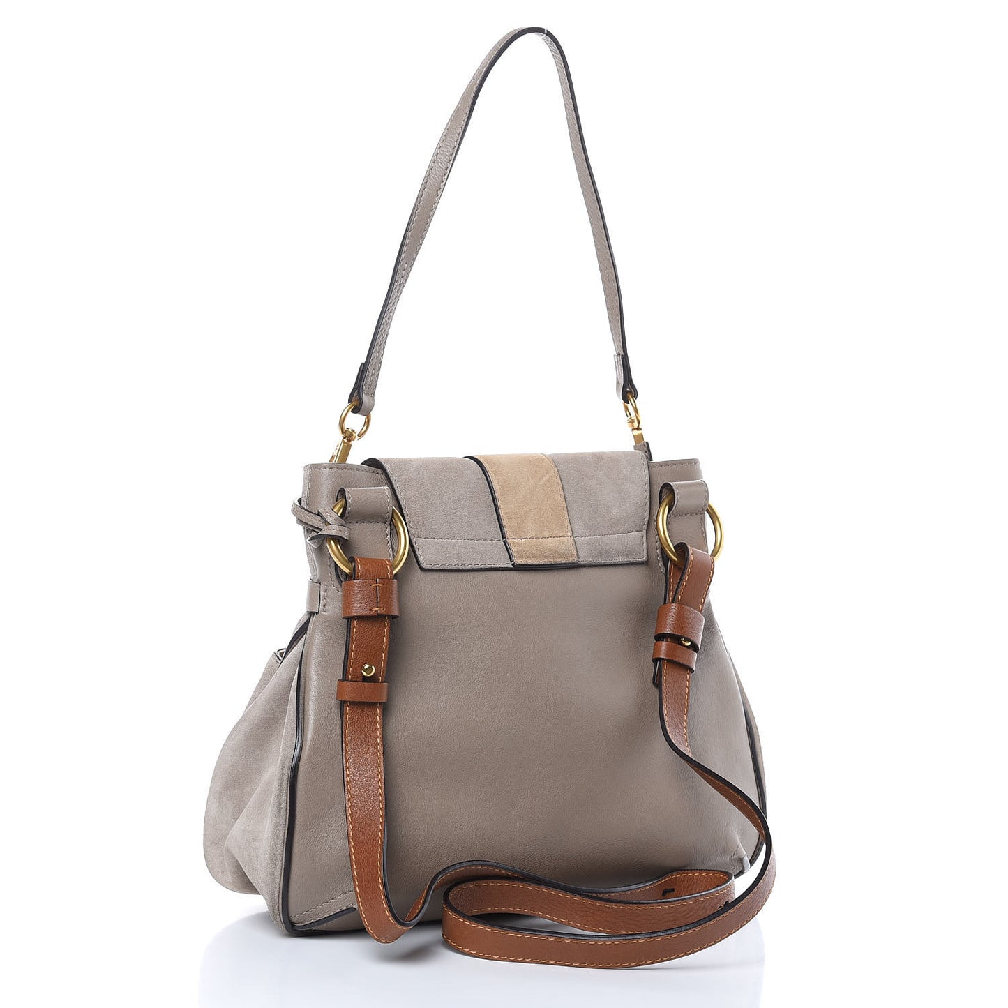 Suede Calfskin Small Lexa Shoulder Bag Motty Grey