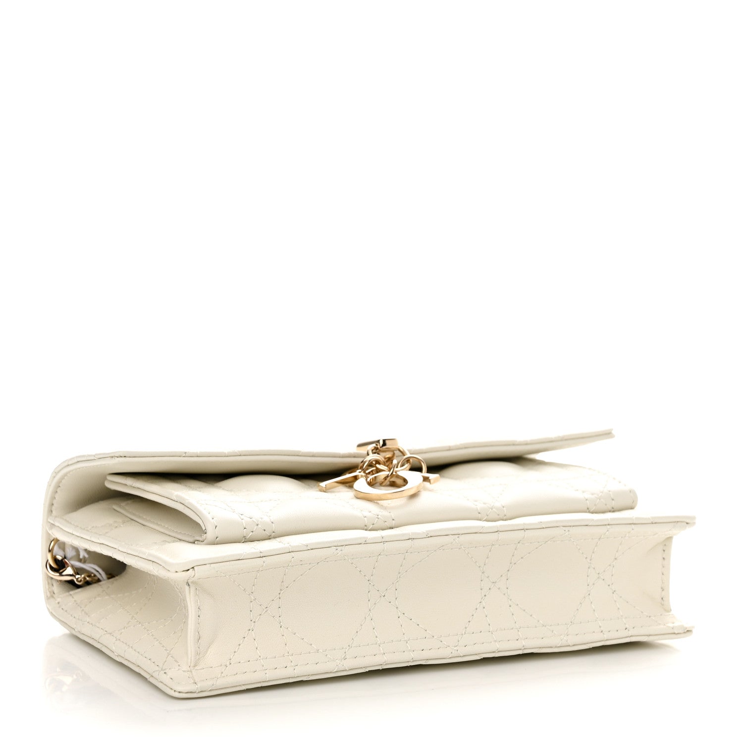 Christian Dior Lambskin Cannage Lady Dior Chain Pouch Latte 4 of 12
