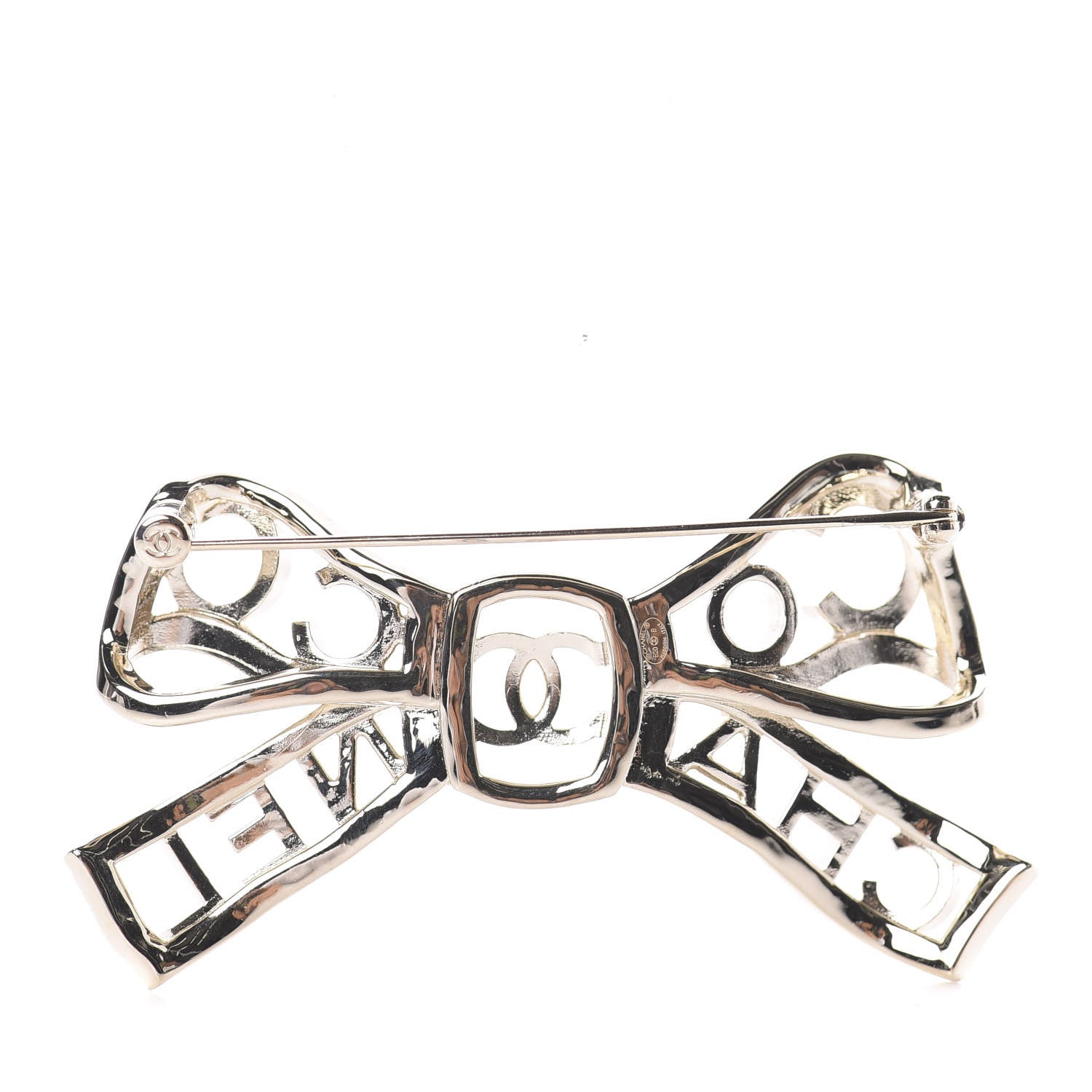 Chanel Metal Crystal Bow-tiful CC Brooch Gold 2 of 3