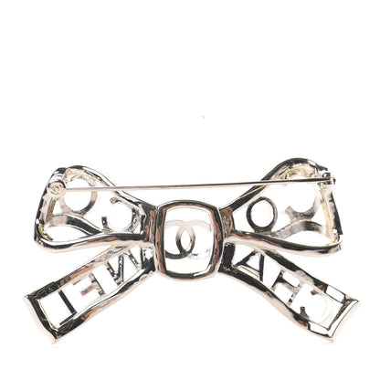 Chanel Metal Crystal Bow-tiful CC Brooch Gold 2 of 3