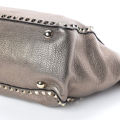 Valentino Garavani Metallic Alce Printed Calfskin Medium Rockstud Tote Sasso 9 of 9