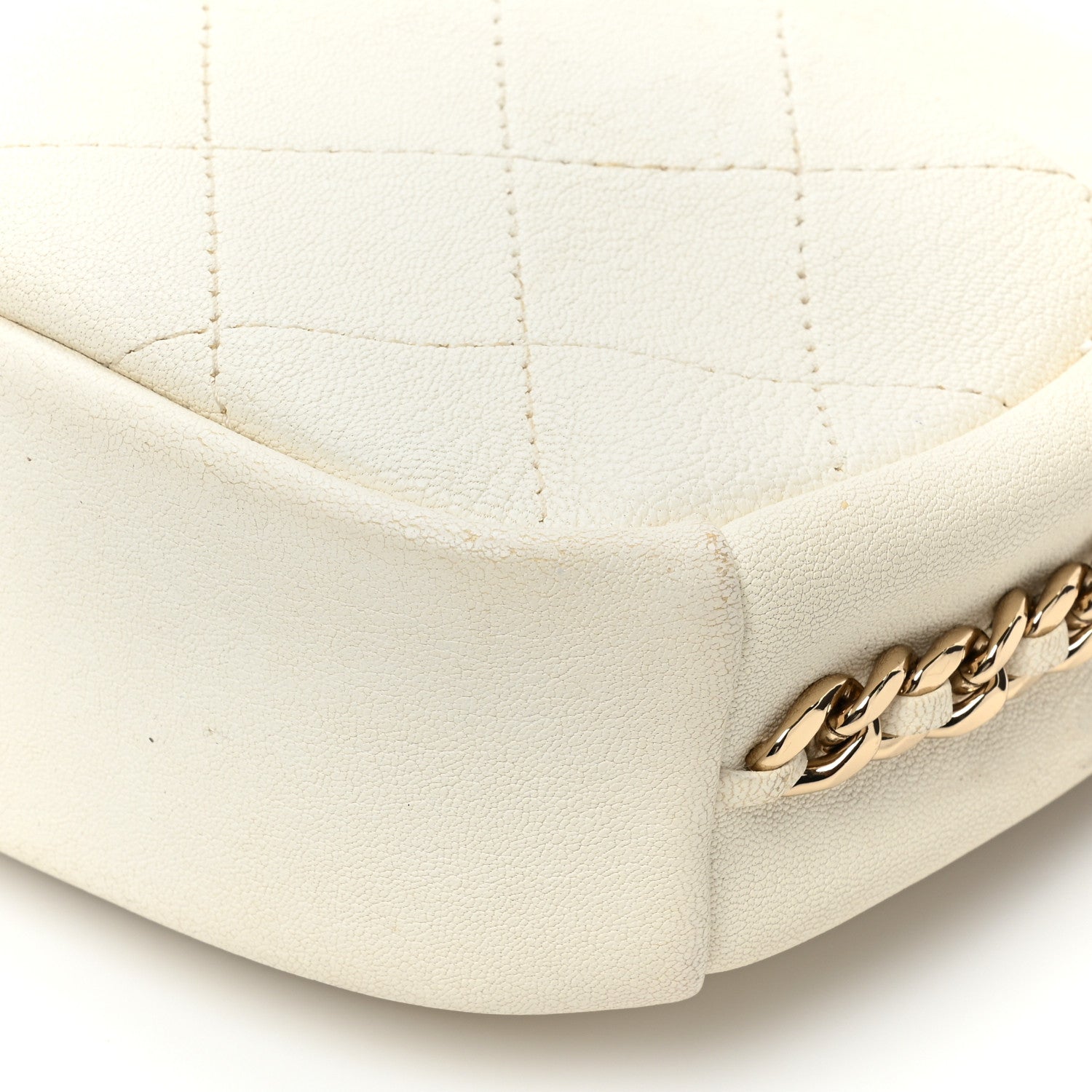 Chanel Goatskin Quilted Small Casual Trip Camera Case White 10 of 13
