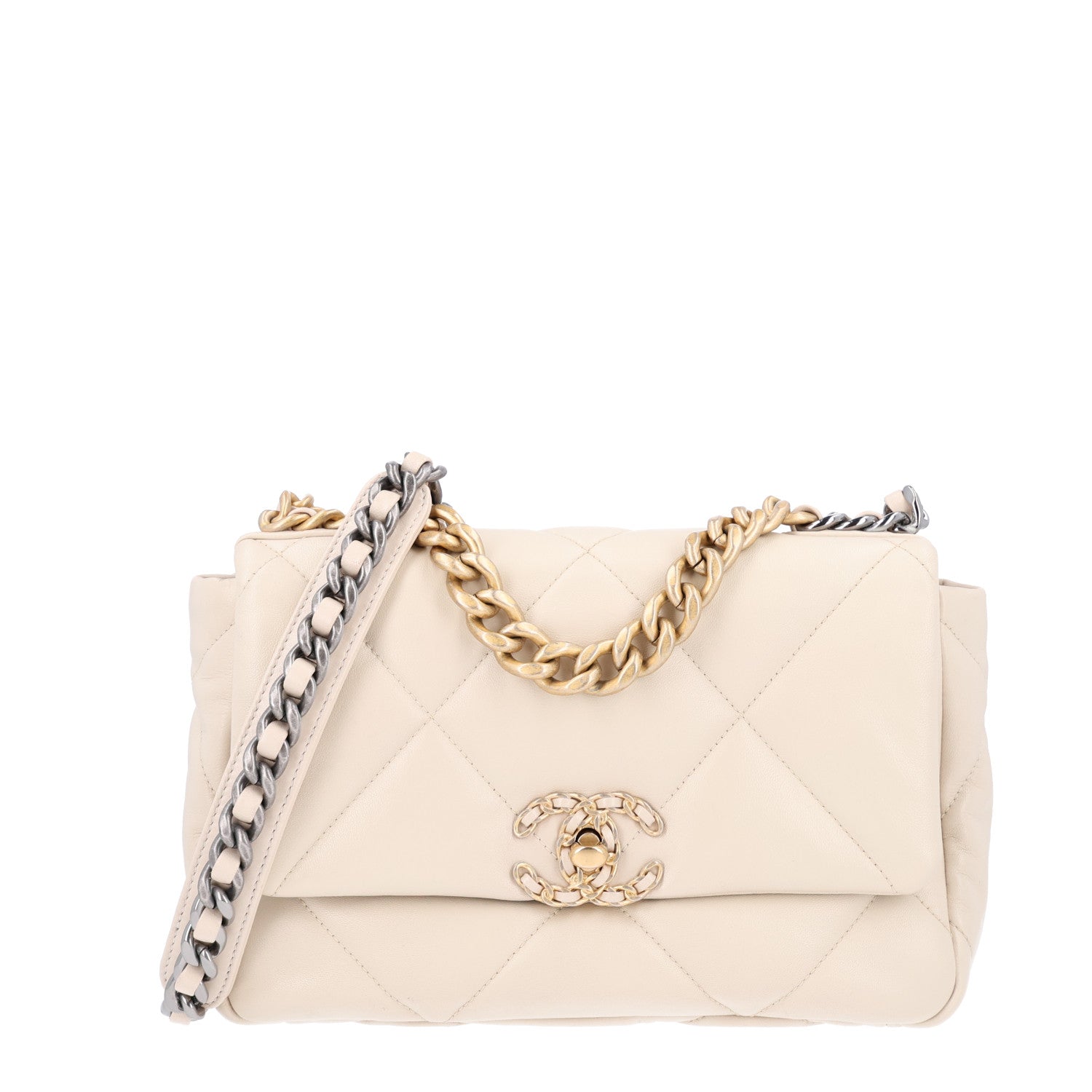 Chanel Lambskin Quilted Medium Chanel 19 Flap Light Beige 8 of 10