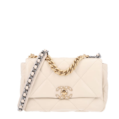Chanel Lambskin Quilted Medium Chanel 19 Flap Light Beige 8 of 10