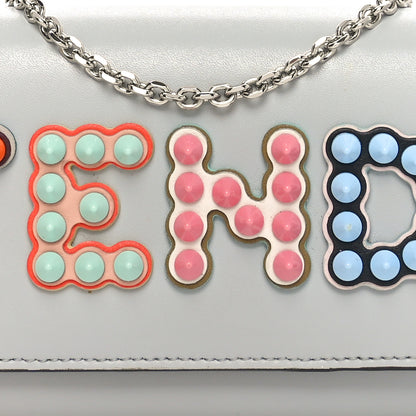 Fendi Vitello Liberty Fun Fair Studded Continental Wallet On Chain Grigio Perla Multicolor 9 of 12