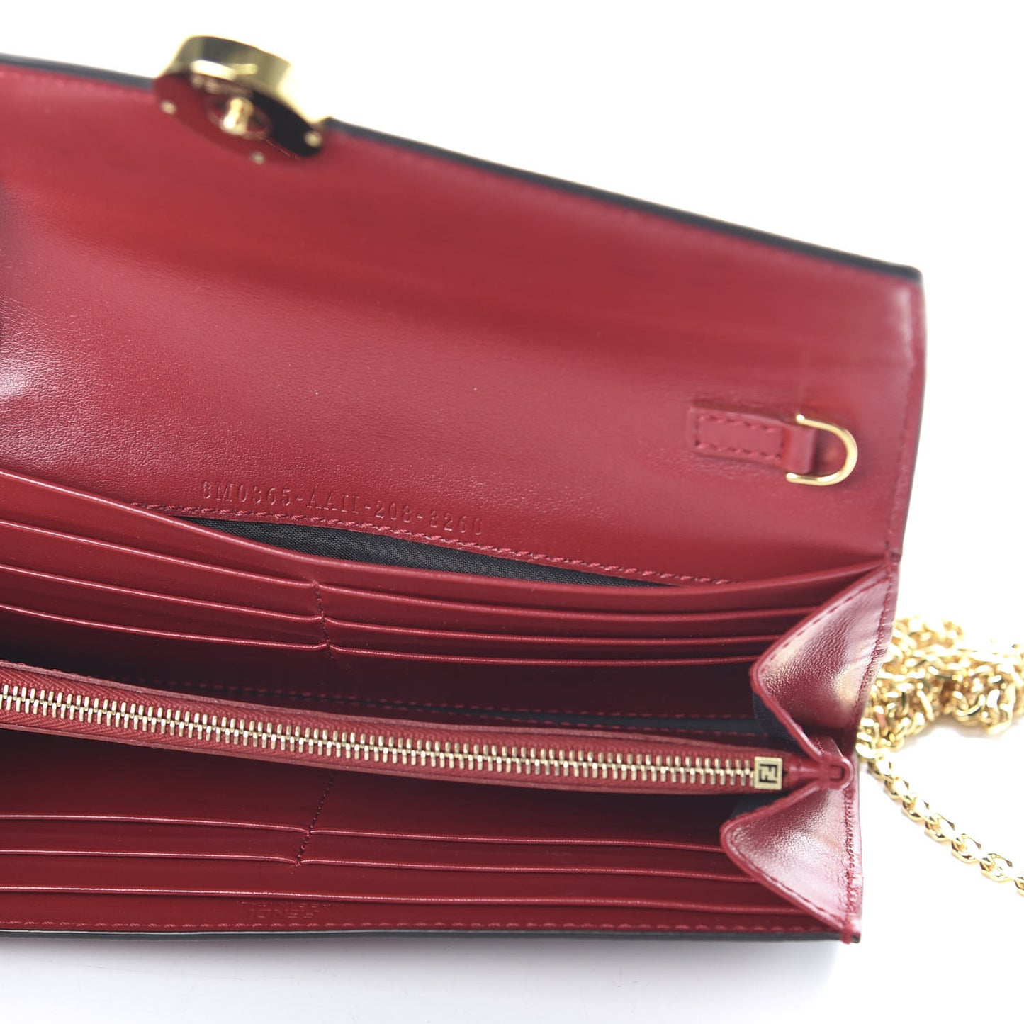 Vitello Cruise F is Fendi Bi-Color FF 1974 Embossed Continental Envelope Wallet On Chain Maya Black Fragola