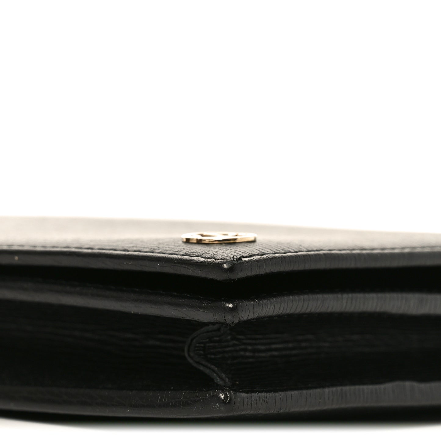 Textured Calfskin Medium Betty Chain Wallet Black