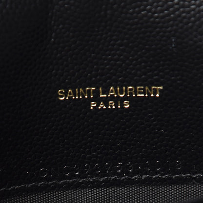Saint Laurent Grain De Poudre Matelasse Chevron Monogram Envelope Chain Wallet Black 6 of 11