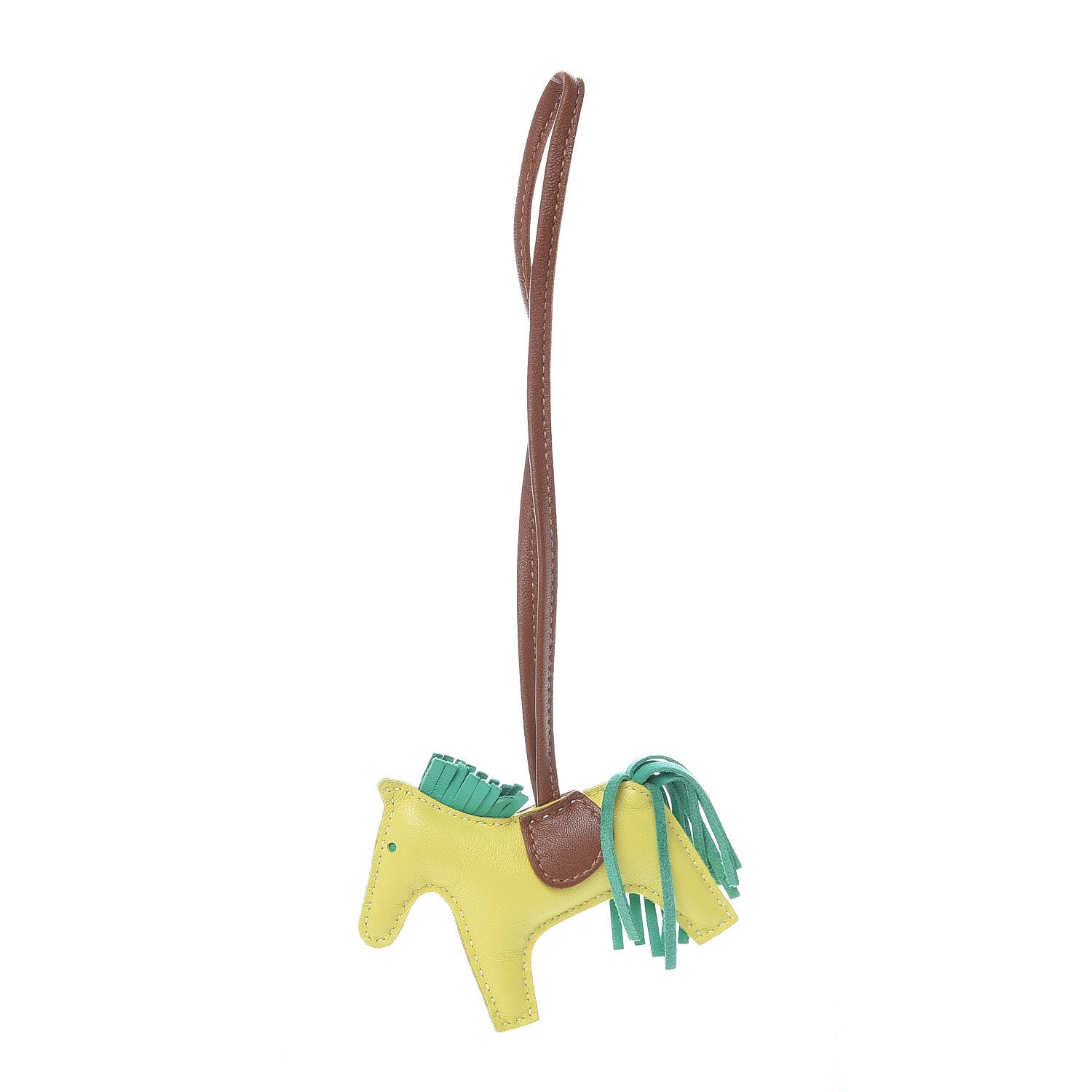 Hermes Milo Lambskin Grigri Rodeo Horse Bag Charm PM Lime Menthe Fauve 1 of 4