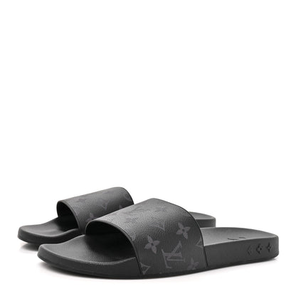 Louis Vuitton Rubber Monogram Eclipse Mens Waterfront Mules 10 Black 4 of 9