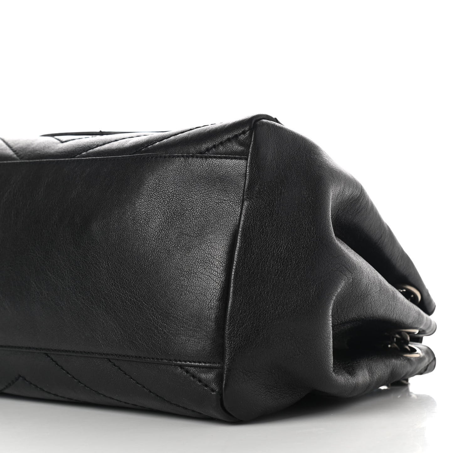 Pebbled Lambskin Chevron Monogram Large Nolita Black