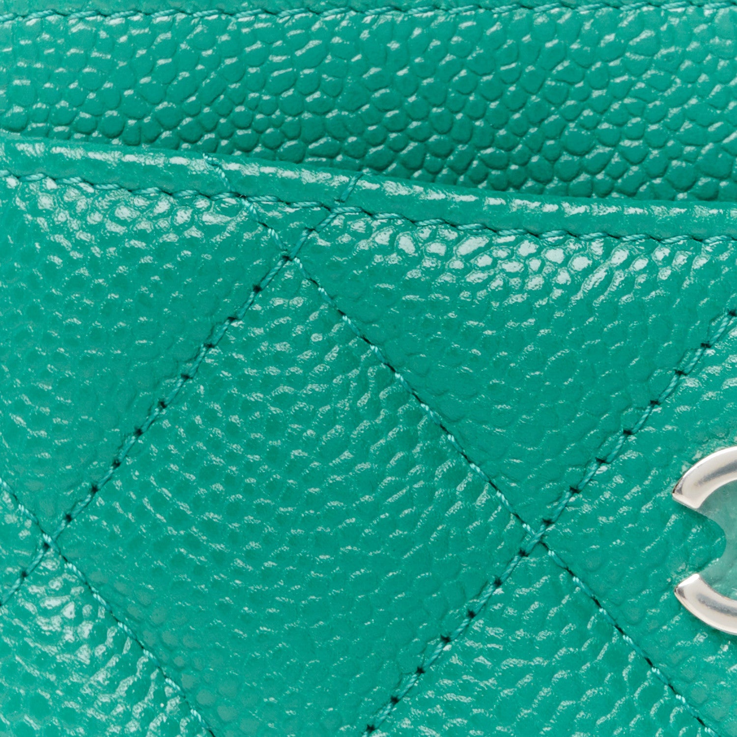 Chanel Caviar Quilted Card Holder Green 9 of 10