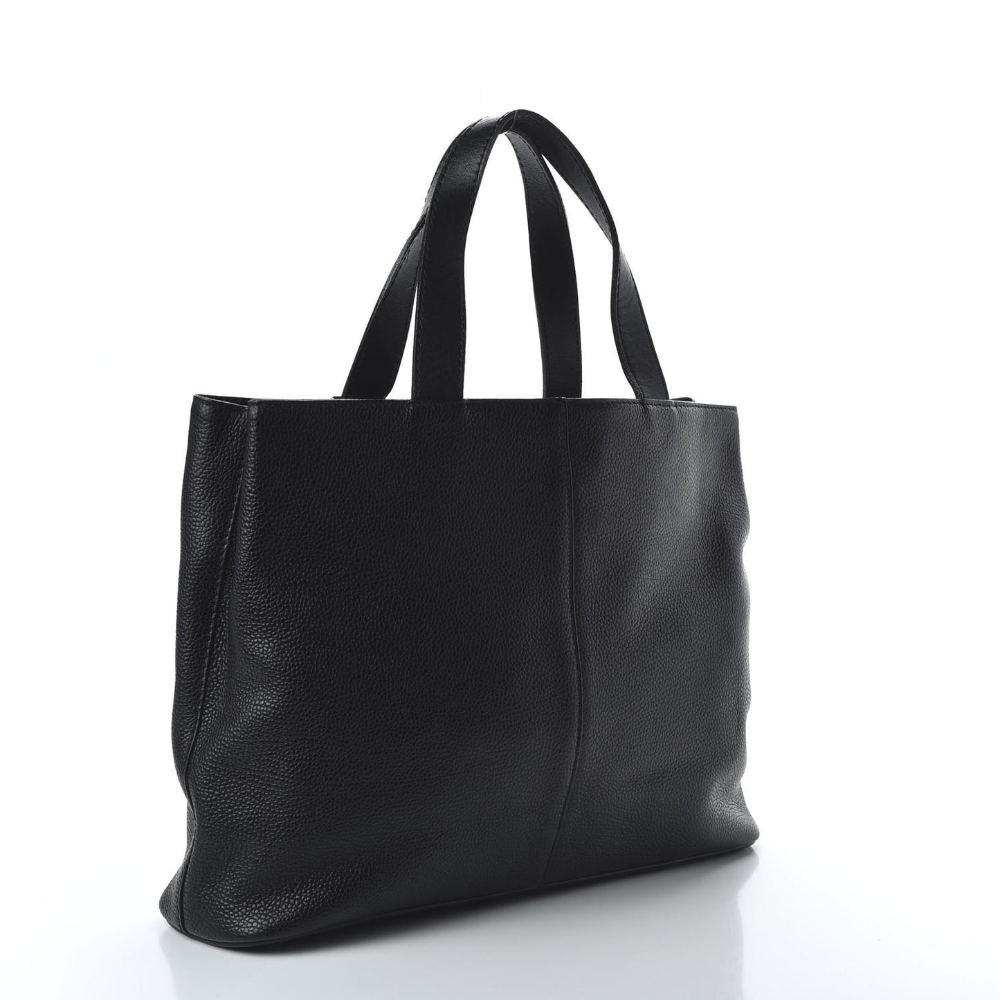 Grainy Calfskin Haymarket Check Tote Black