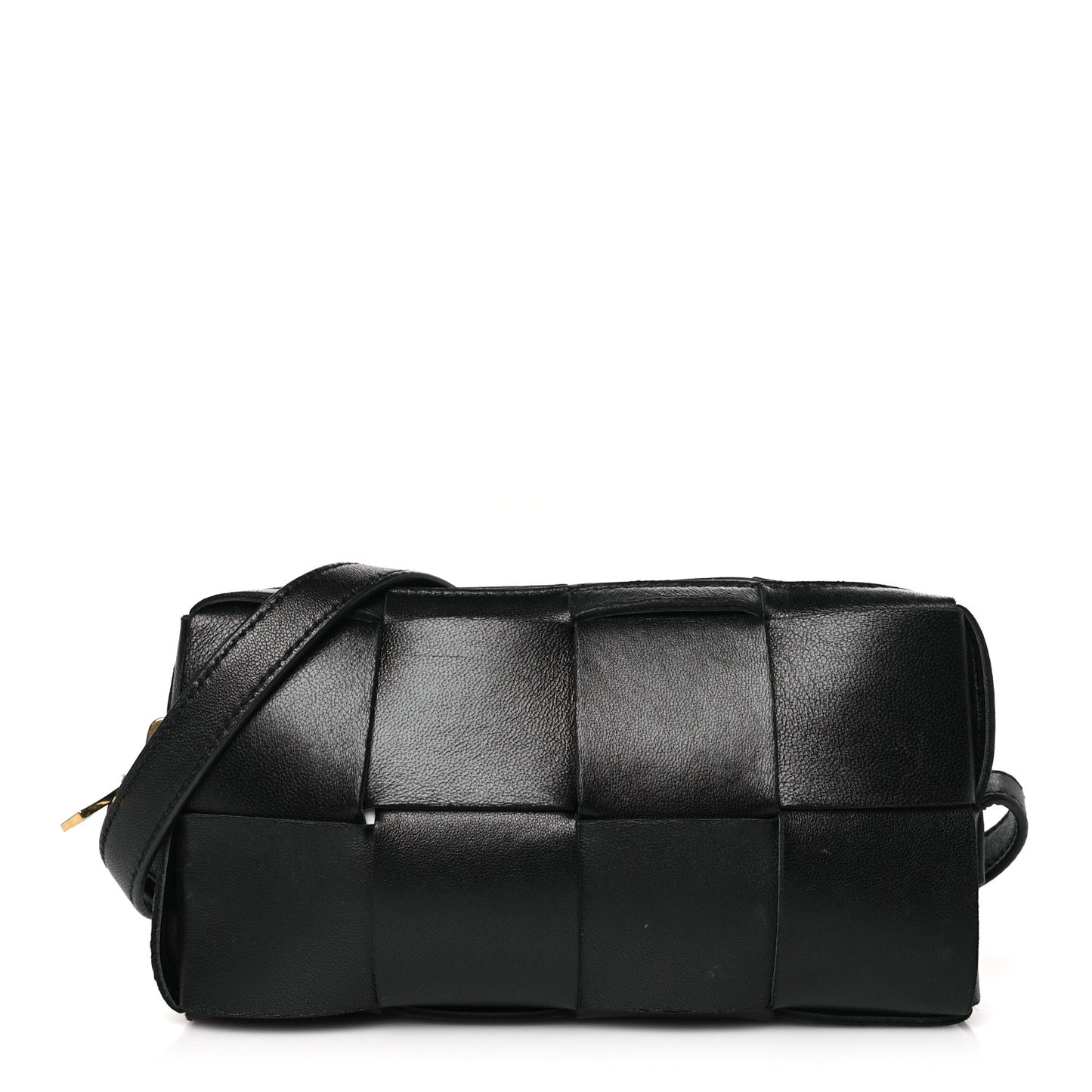 Lambskin Maxi Intreccio Cassette Phone Pouch Crossbody Bag Black