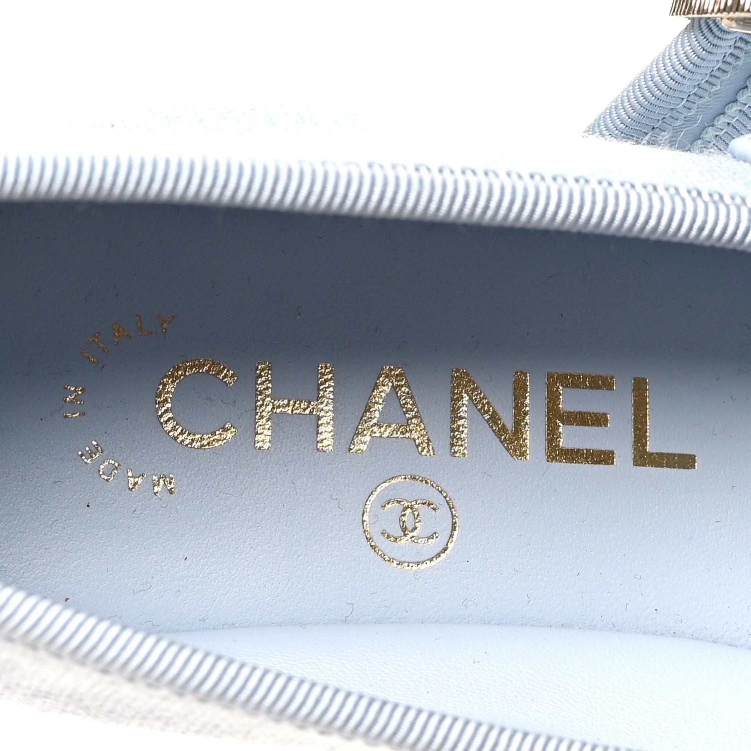 Chanel Fabric Grosgrain Mary Jane Flats 37 Light Blue Black 9 of 10