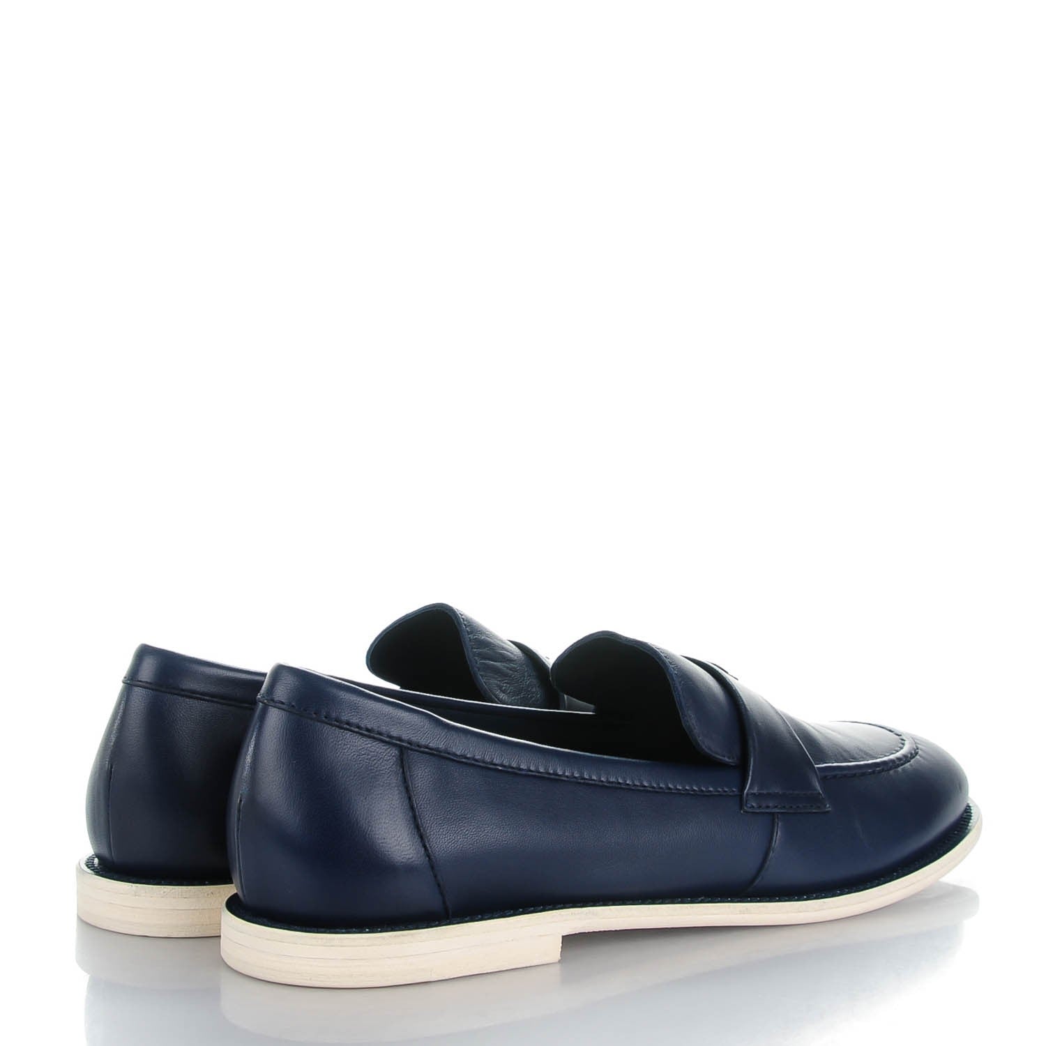 Chanel Lambskin CC Mocassin Loafers 40 Navy 4 of 9