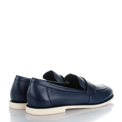 Chanel Lambskin CC Mocassin Loafers 40 Navy 4 of 9