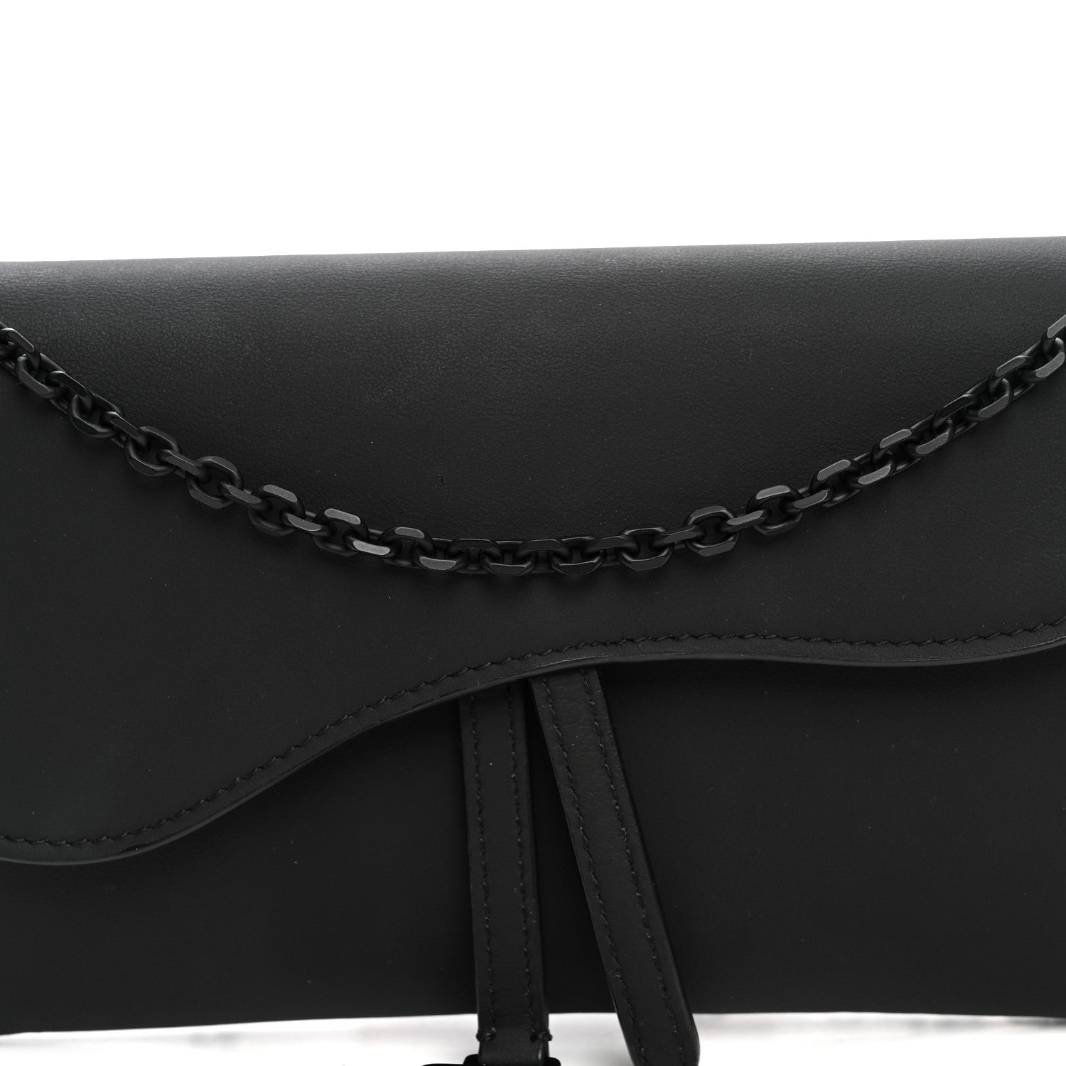 Christian Dior Ultra Matte Calfskin Saddle Chain Wallet Pouch Black 8 of 10