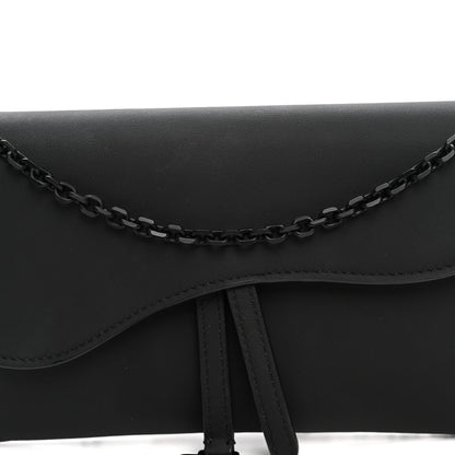 Christian Dior Ultra Matte Calfskin Saddle Chain Wallet Pouch Black 8 of 10