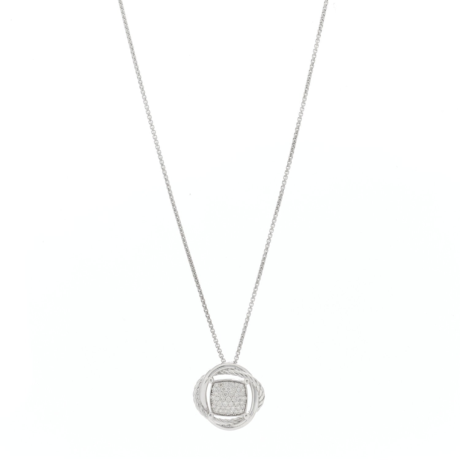 David Yurman Sterling Silver Diamond 20mm Infinity Pendant Necklace 1 of 5