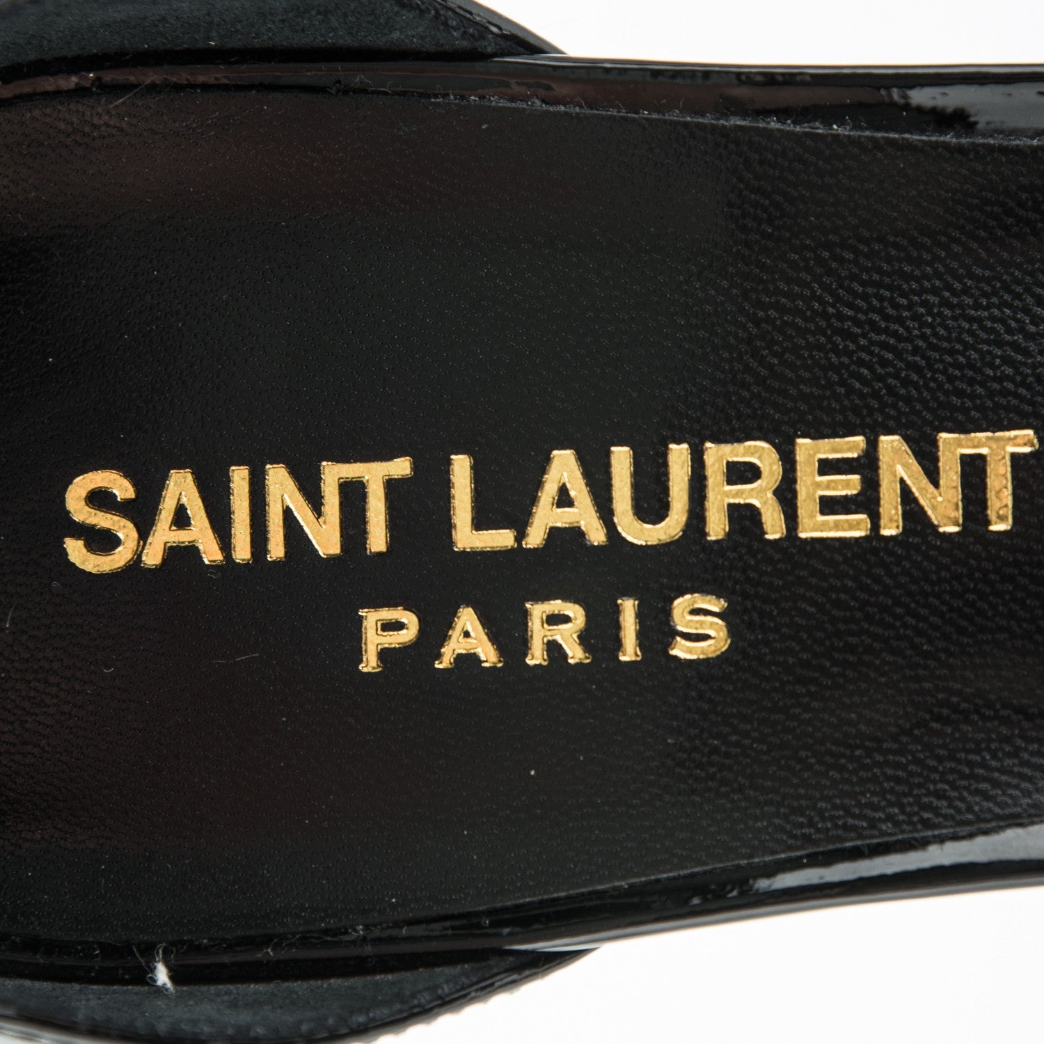 Saint Laurent Patent Calfskin Chain Jane 110 Ankle Strap Sandals 38.5 Black 7 of 7