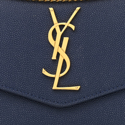 Saint Laurent Grain De Poudre Monogram Uptown Chain Wallet Blue Charron 9 of 13