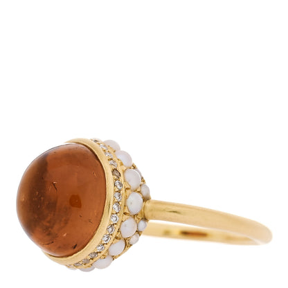 Irene Neuwirth 18K Yellow Gold Diamond Orange Tourmaline Freshwater Cultured Pearl One of a Kind Ring 53 6.5 3 of 7