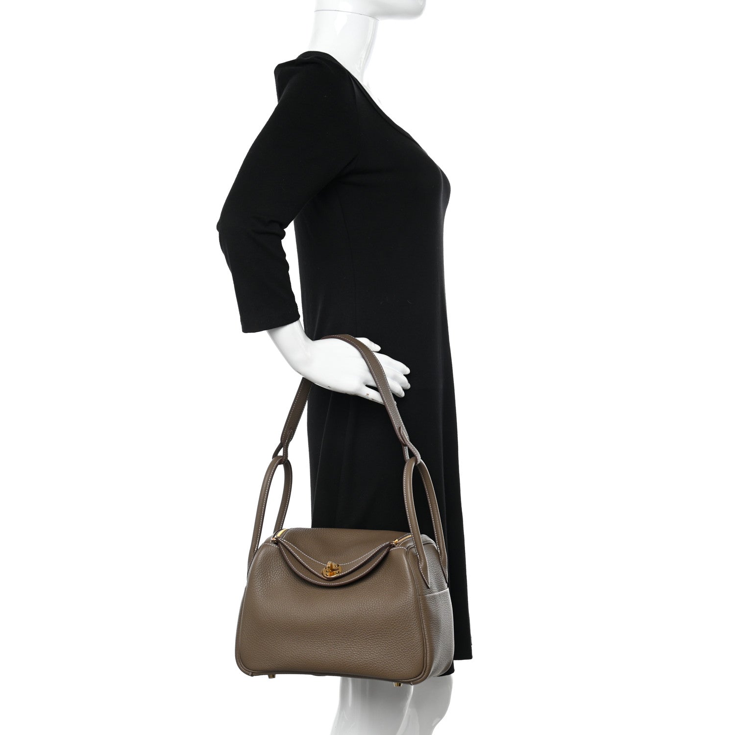 Hermes Taurillon Clemence Lindy 26 Etoupe 2 of 12