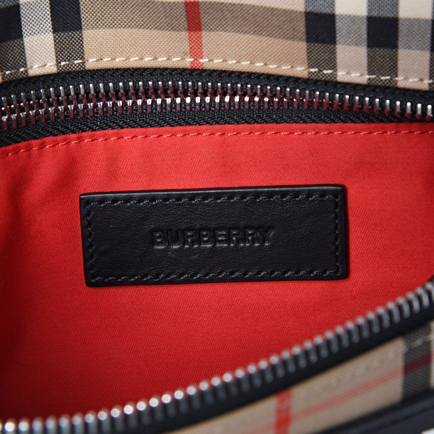 Nylon Vintage Check Logo Print Portrait Pouch Archive Beige